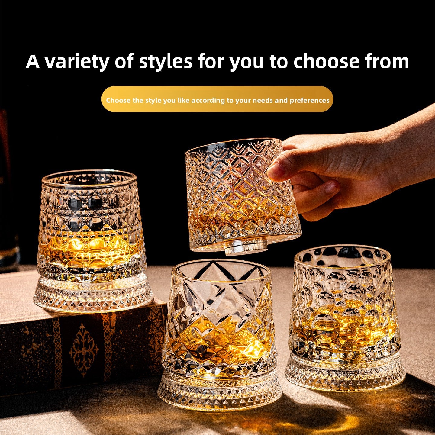 Rotating Whiskey Glass Non-Spill Crystal Cup