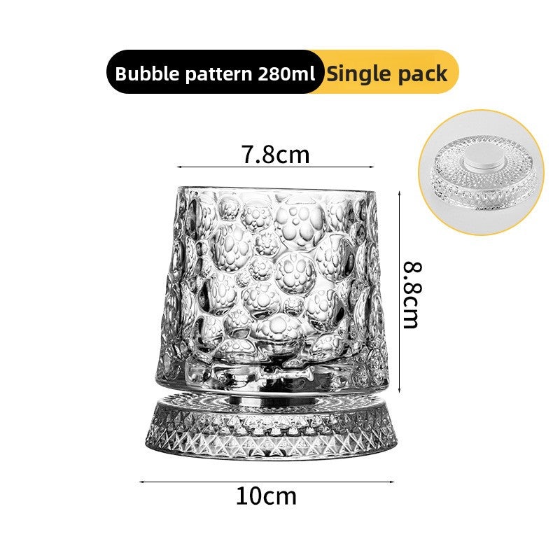 Rotating Whiskey Glass Non-Spill Crystal Cup