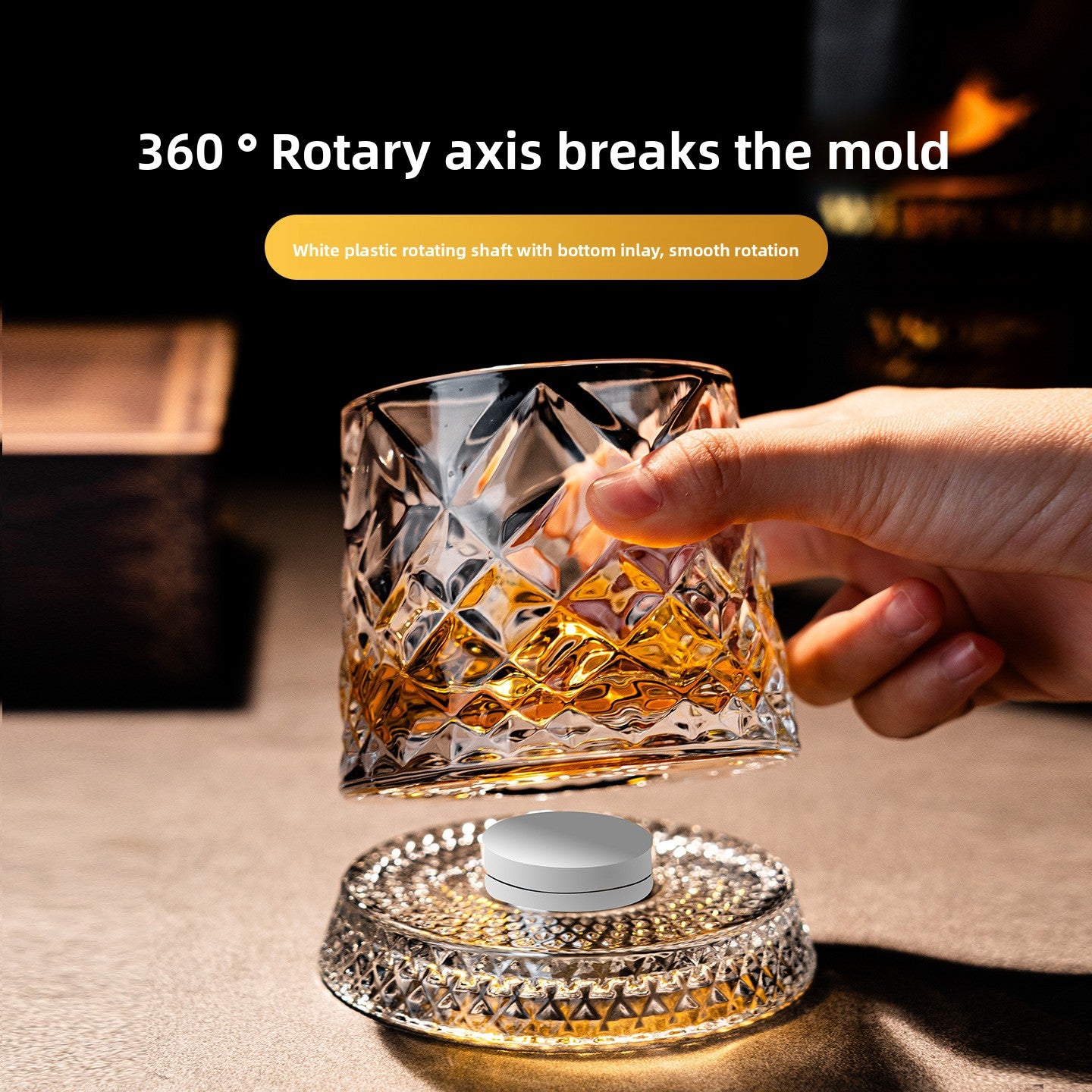 Rotating Whiskey Glass Non-Spill Crystal Cup