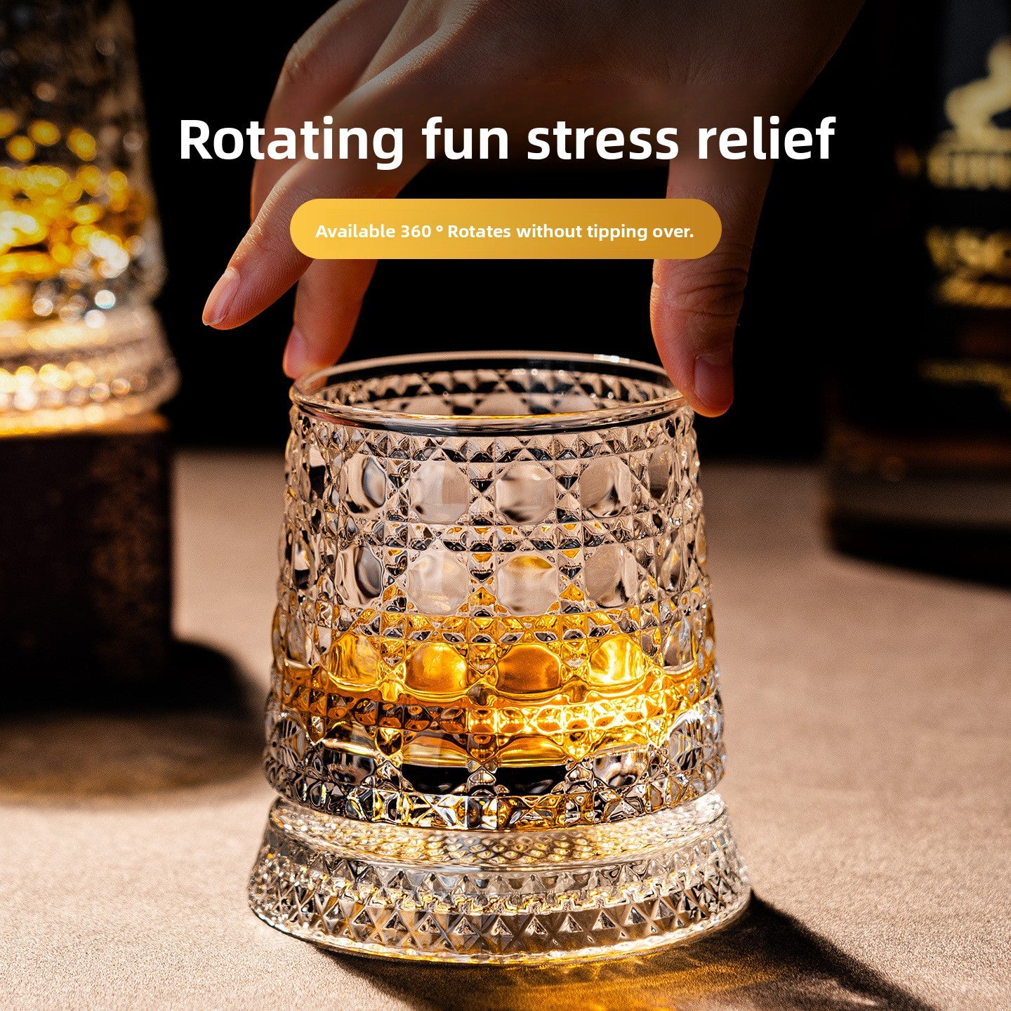 Rotating Whiskey Glass Non-Spill Crystal Cup